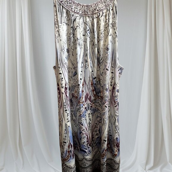 White House Black Market Dresses & Skirts - White House Black Market White Blue Purple Paisley Jewel Halter Dress Sz  M